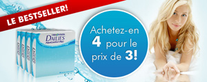 Achetez 4 boîtes de 90 Dailies AquaComfort Plus pour le prix de 3!