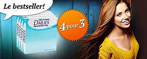 Achetez 4 boîtes de 90 Dailies AquaComfort Plus pour le prix de 3!